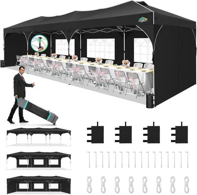 Main image of 10x30 Pop Up Canopy with 5 Sidewalls, Center Lock, Waterproof