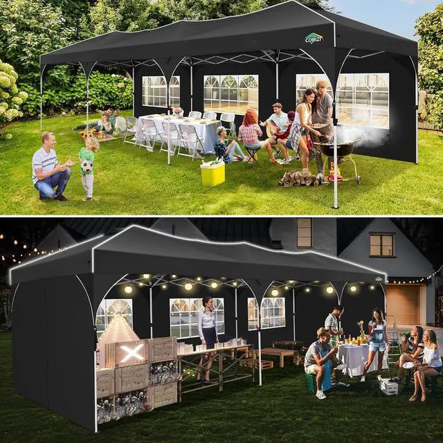 Alt view image 4 of 6 - 10x30 Pop Up Canopy with 5 Sidewalls, Center Lock, Waterproof