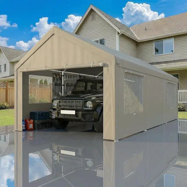 Alt view image 7 of 7 - 12x20 Heavy Duty Carport Portable Garage with Sidewalls