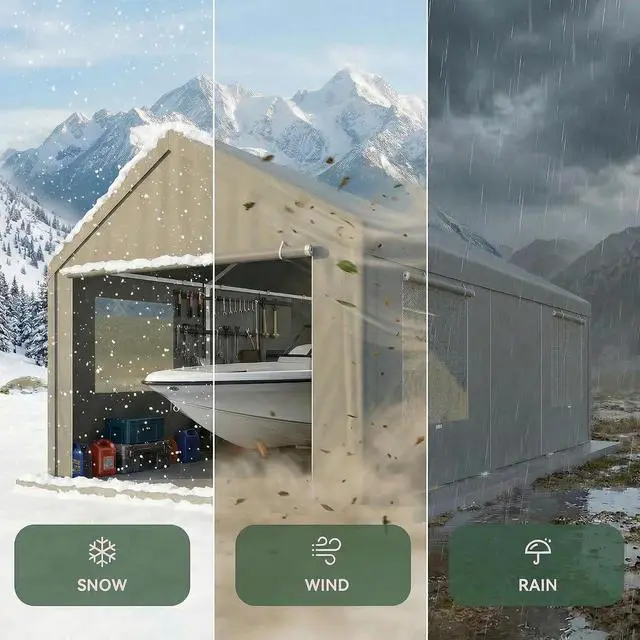 Alt view image 6 of 7 - Carport 10'x20' Heavy Duty Portable Garage, 2.0 Powder Coated Frame(Better Than Galvanized), Waterproof Shelter with Removable Sidewalls & Windows, Built-in Sandbags, for Car/Boat/SUV, Gray