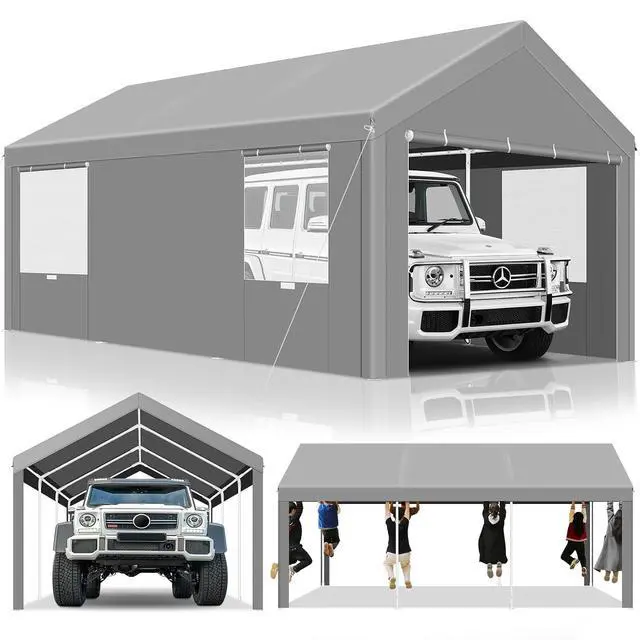 Alt view image 5 of 7 - Carport 10'x20' Heavy Duty Portable Garage, 2.0 Powder Coated Frame Better Than Galvanized