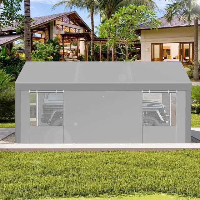 Alt view image 6 of 7 - Carport 10'x20' Heavy Duty Portable Garage, 2.0 Powder Coated Frame Better Than Galvanized