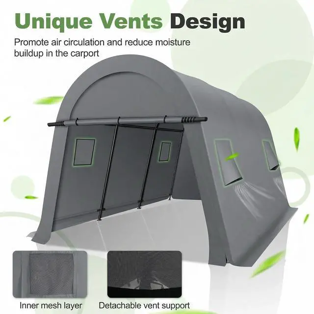Alt view image 7 of 7 - Carport Canopy 10x15 Heavy Duty Portable Garage
