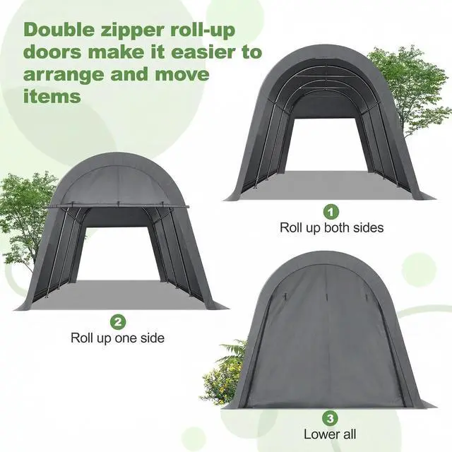 Alt view image 6 of 7 - Carport Canopy 10x15 Heavy Duty Portable Garage