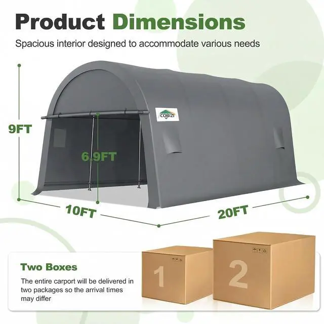 Alt view image 3 of 7 - Carport Canopy 10x20 Heavy Duty Portable Garage