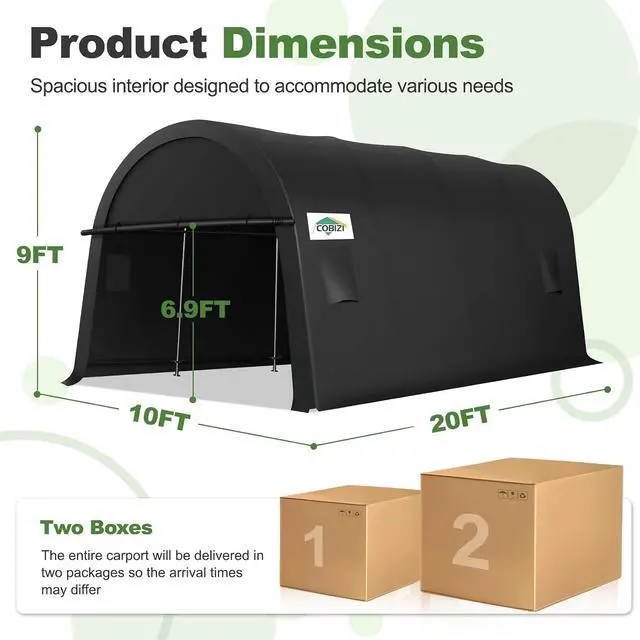 Alt view image 2 of 7 - Carport Canopy 10x20 Heavy Duty Portable Garage,