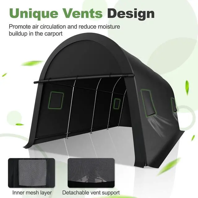 Alt view image 6 of 7 - Carport Canopy 10x20 Heavy Duty Portable Garage,