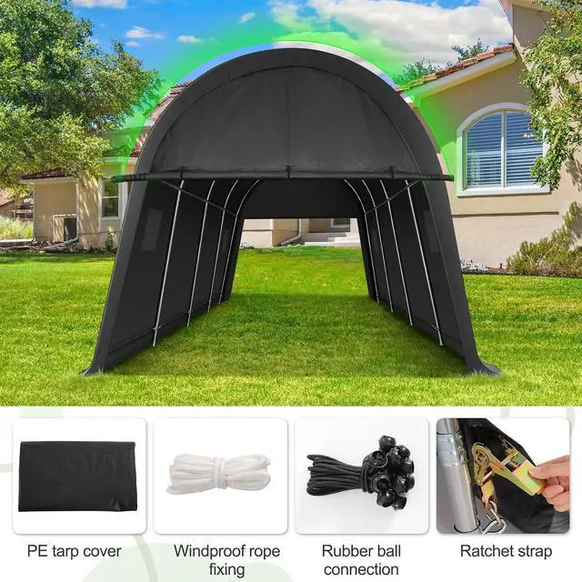 Alt view image 7 of 7 - Carport Canopy 10x20 Heavy Duty Portable Garage,