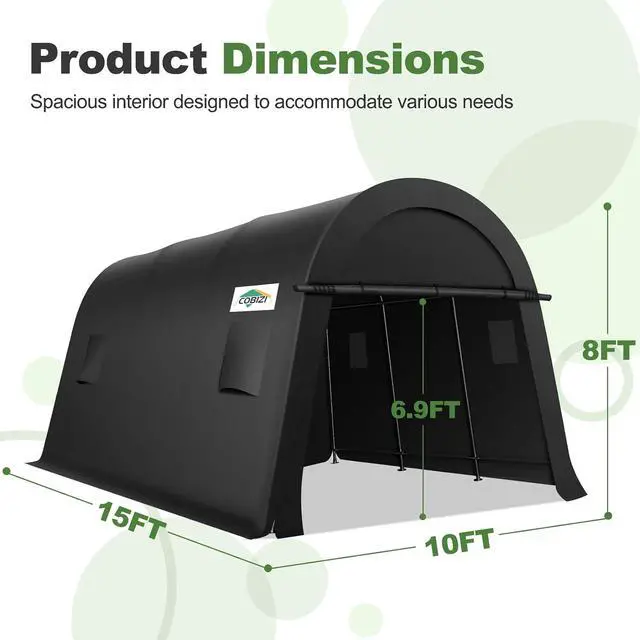 Alt view image 2 of 7 - 10x15 Carport Canopy Heavy Duty Portable Garage Tent