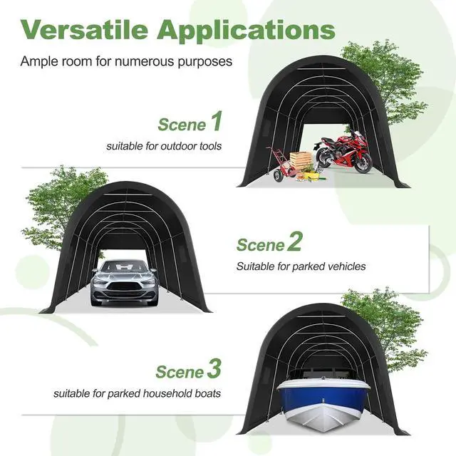 Alt view image 5 of 7 - Carport Canopy 12x20 Heavy Duty Portable Garage