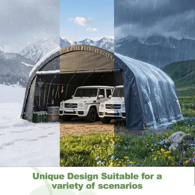 Alt view image 3 of 7 - Carport 20x20 Heavy Duty 2 Car Carport Canopy