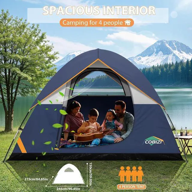 Alt view image 4 of 6 - 4/6/8/10/12 Person Camping Tent, Family Camping Tent with Rainfly & Screen Room, Spacious Waterproof Outdoor Tent, Easy Setup Lightweight Portable Cabin for Camping, Hiking & Family Travel