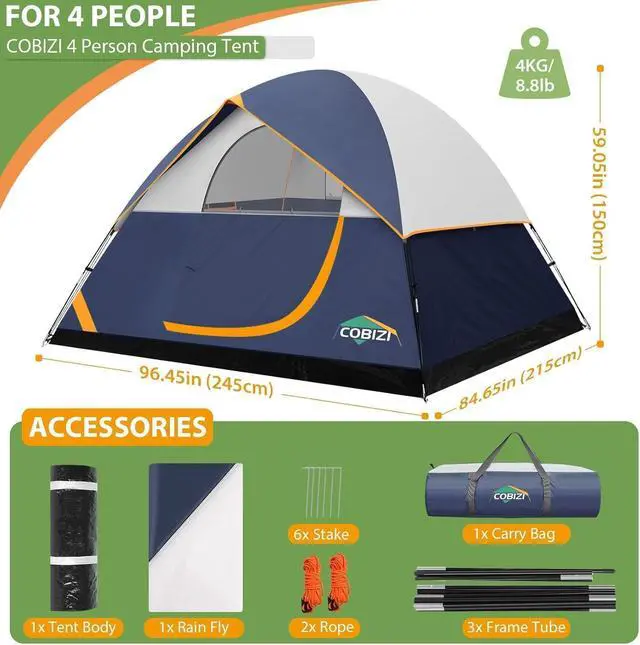 Alt view image 6 of 6 - 4/6/8/10/12 Person Camping Tent, Family Camping Tent with Rainfly & Screen Room, Spacious Waterproof Outdoor Tent, Easy Setup Lightweight Portable Cabin for Camping, Hiking & Family Travel