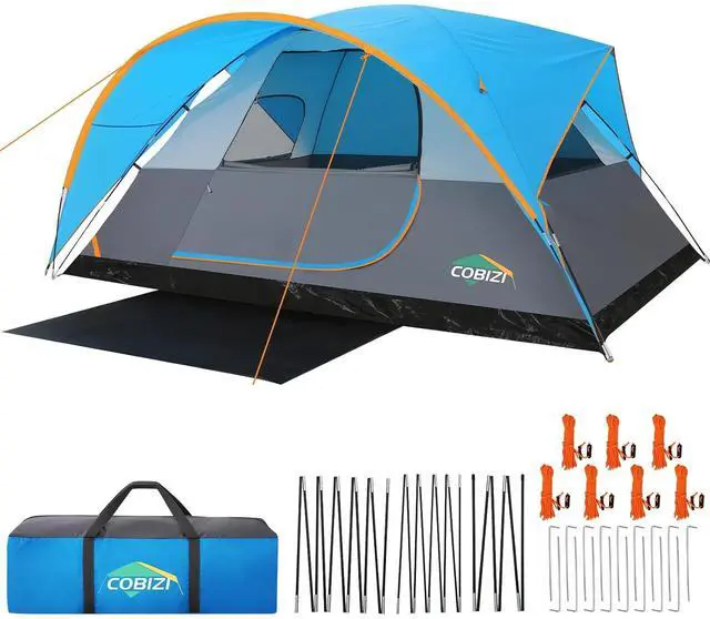 Main image of 8 Person Camping Tent with Rainfly & Screen, Waterproof, Blue