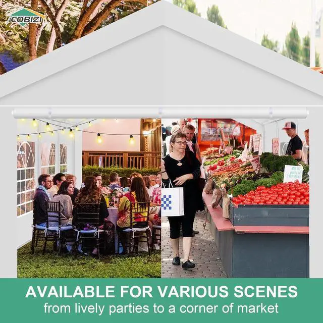 Alt view image 7 of 7 - 13x26 Heavy Duty Party Tent Outdoor Waterproof Canopy with 10 Church Windows & 8 Sidewalls, Built-in Sandbag, White Powder Coating Commercial Event Shelter Tents for Parties BBQ Patio Wedding