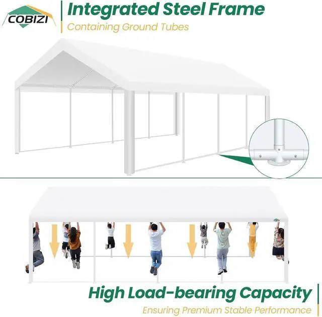 Alt view image 3 of 7 - 13x26 Heavy Duty Party Tent Outdoor Waterproof Canopy with 10 Church Windows & 8 Sidewalls, Built-in Sandbag, White Powder Coating Commercial Event Shelter Tents for Parties Wedding BBQ Patio