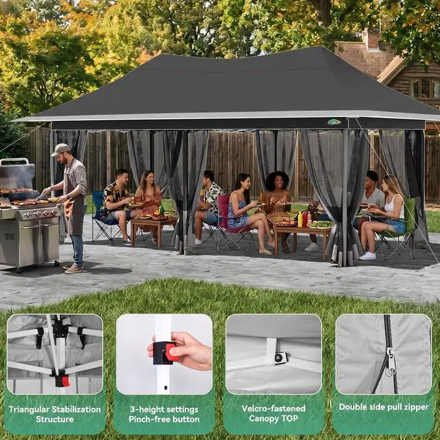 Alt view image 4 of 7 - 12x20 Pop up Canopy Tent Gazebo, Party Tents for Parties