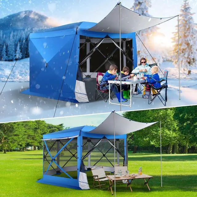 Main image of 12x12 FT Pop Up Canopy Extendable Tent, Gazebos On Clearance with Removable Roof, Screened in Gazebo with sidewalls, Screen Tents Portable carpas para Patio for Outdoor Camping,Backyard,Blue
