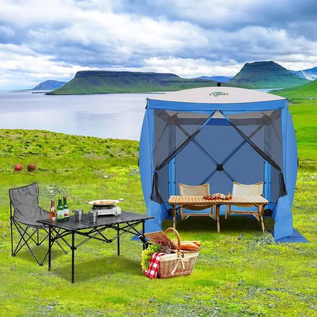Alt view image 2 of 7 - 6x6 FT Pop up Gazebo, Popup Canopy Tent, Waterproof Screened in Gazebos,Portable Outdoor Small Screen Tents Sun Shelter,carpas para Patio for Camping, Garden and Backyard,Blue