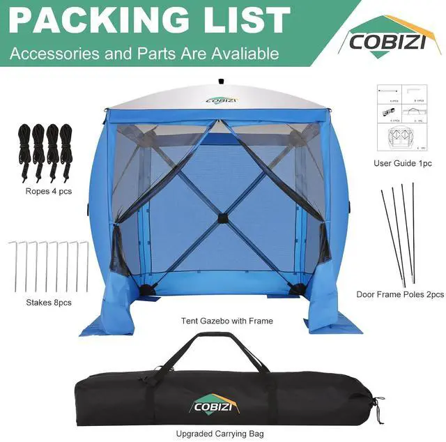 Alt view image 4 of 7 - 6x6 FT Pop up Gazebo, Popup Canopy Tent, Waterproof Screened in Gazebos,Portable Outdoor Small Screen Tents Sun Shelter,carpas para Patio for Camping, Garden and Backyard,Blue