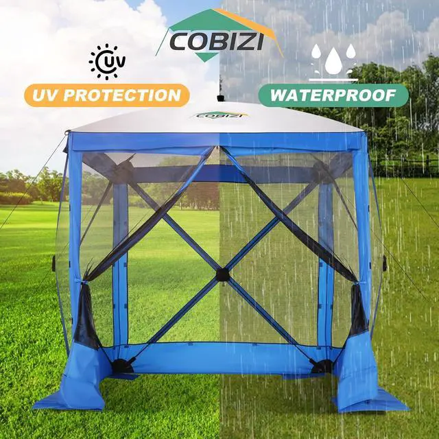 Alt view image 6 of 7 - 6x6 FT Pop up Gazebo, Popup Canopy Tent, Waterproof Screened in Gazebos,Portable Outdoor Small Screen Tents Sun Shelter,carpas para Patio for Camping, Garden and Backyard,Blue