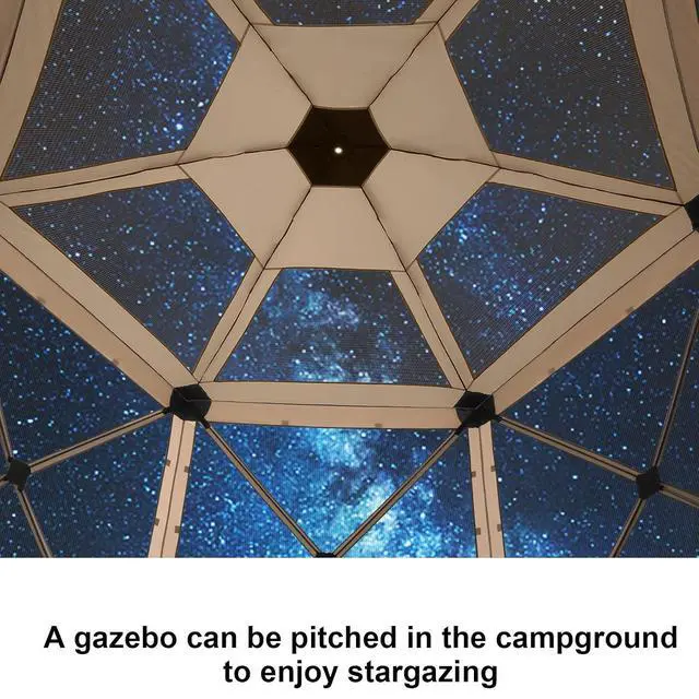 Alt view image 4 of 7 - 12x12 FT Pop Up Canopy Extendable Tent, Gazebos On Clearance with Removable Roof, Screened in Gazebo with sidewalls, Screen Tents Portable carpas para Patio for Outdoor Camping,Backyard,Khaki
