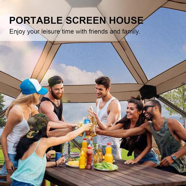 Alt view image 3 of 7 - 12x12 FT Pop Up Canopy Party Tent, Gazebos with Removable Roof,Khaki