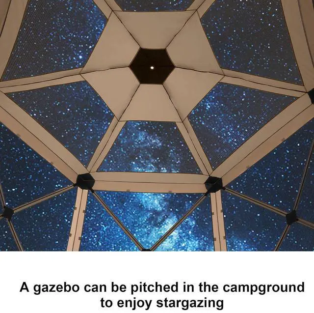 Alt view image 4 of 7 - 12x12 FT Pop Up Canopy Stargazing Tent, Gazebos On Clearance with Removable Roof, Screened in Gazebo, Screen Tents Portable carpas para Patio for Outdoor Camping,Backyard, Garden, Khaki(Pro)