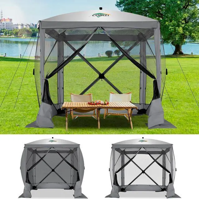 Main image of 6x6 FT Pop up Gazebo, Popup Canopy Tent, Screened in Gazebos with sidewalls, Waterproof Portable Outdoor Small Screen Tents Sun Shelter,carpas para Patio for Camping, Garden and Backyard,Grey