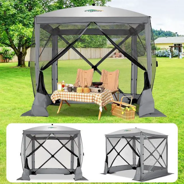 Main image of 6x6 FT Pop up Gazebo, Popup Canopy Tent, Waterproof Screened in Gazebos,Portable Outdoor Small Screen Tents Sun Shelter,carpas para Patio for Camping, Garden and Backyard,Gray