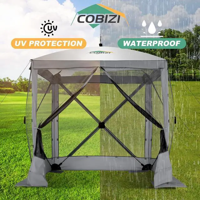 Alt view image 5 of 7 - 6x6 FT Pop up Gazebo, Popup Canopy Tent, Waterproof Screened in Gazebos,Portable Outdoor Small Screen Tents Sun Shelter,carpas para Patio for Camping, Garden and Backyard,Gray
