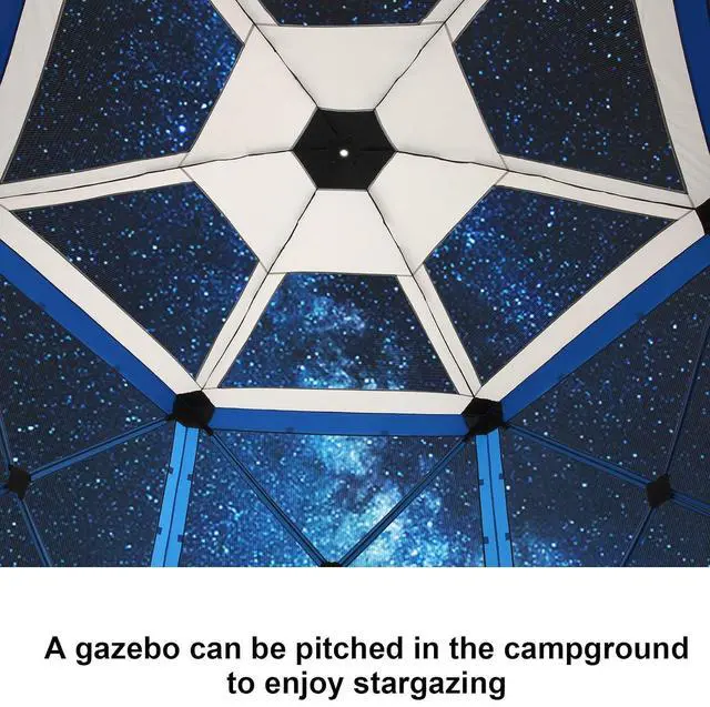 Alt view image 4 of 7 - 12x12 FT Pop Up Canopy Stargazing Tent, Gazebos On Clearance with Removable Roof, Screened in Gazebo, Screen Tents Portable carpas para Patio for Outdoor Camping,Backyard, Garden, Blue(Pro)