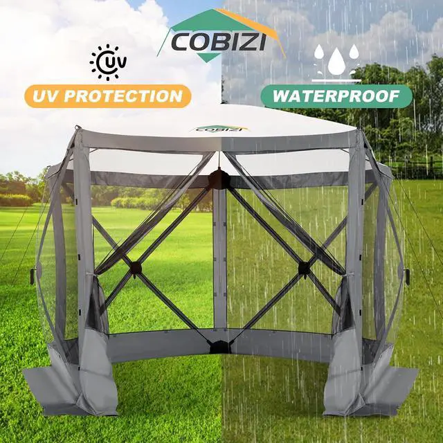 Alt view image 6 of 7 - 10x10FT Pop up Canopy Tent, Screened in Gazebos with Sidewalls, Gray