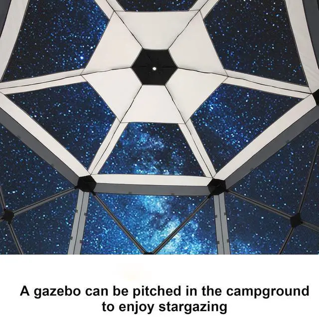 Alt view image 4 of 7 - 12x12 FT Pop Up Canopy Stargazing Tent, Gazebos On Clearance with Removable Roof, Screened in Gazebo, Screen Tents Portable carpas para Patio for Outdoor Camping,Backyard, Garden, Grey(Pro)