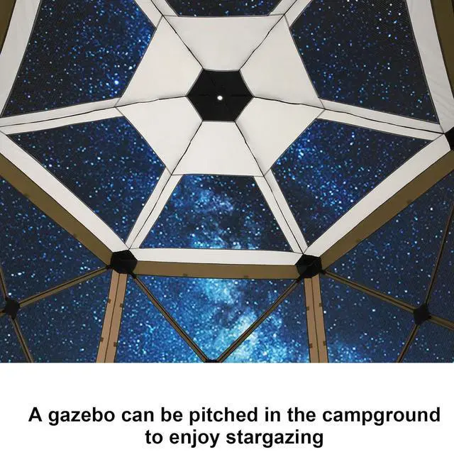 Alt view image 2 of 7 - 12x12 FT Pop Up Canopy Stargazing Tent, Gazebos On Clearance with Removable Roof, Screened in Gazebo, Screen Tents Portable carpas para Patio for Outdoor Camping,Backyard,Garden,Brown(Pro)