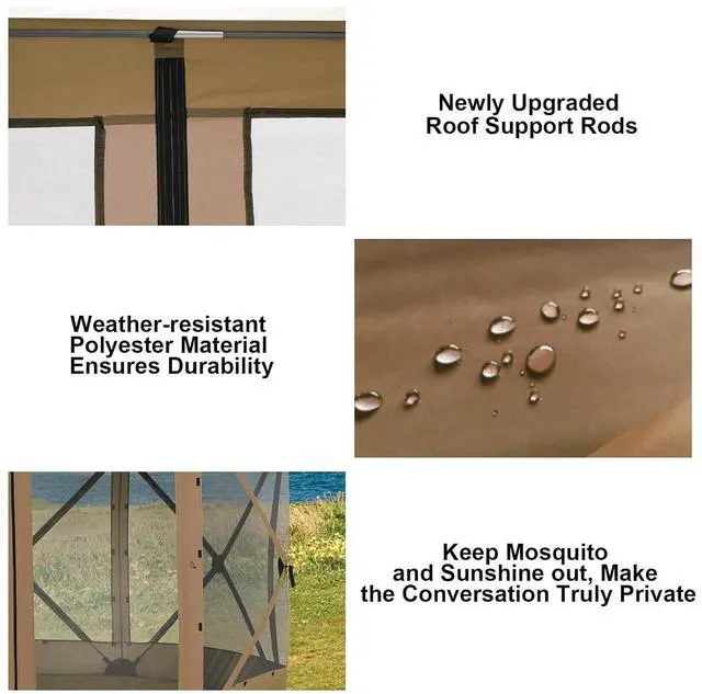 Alt view image 6 of 7 - 12x12 FT Pop Up Canopy Stargazing Tent, Gazebos On Clearance with Removable Roof, Screened in Gazebo, Screen Tents Portable carpas para Patio for Outdoor Camping,Backyard,Garden,Brown(Pro)