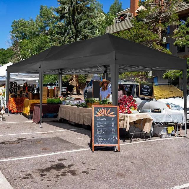 Alt view image 2 of 7 - 10x20 Pop Up Canopy with 6 Sidewalls, One Push Easy Setup, Black