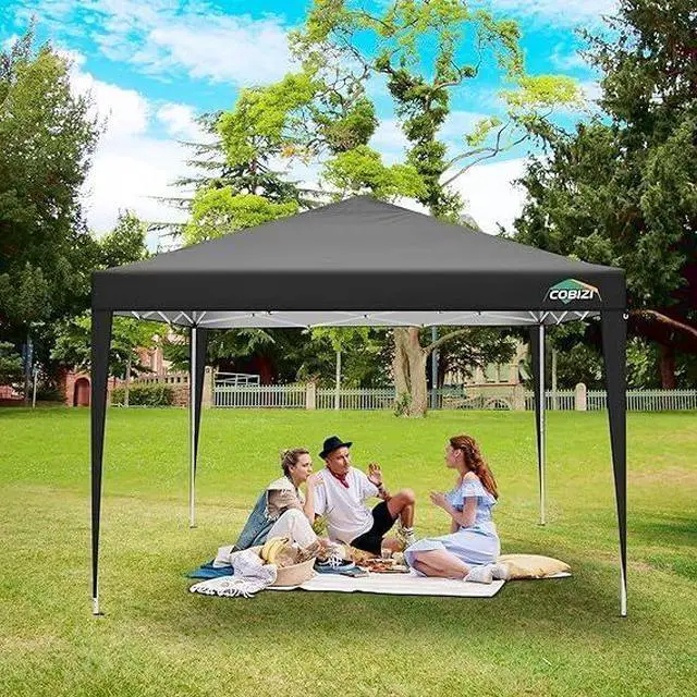 Alt view image 2 of 7 - 10x10 Pop Up Canopy with 4 Sidewalls, One Push Easy Setup, Black