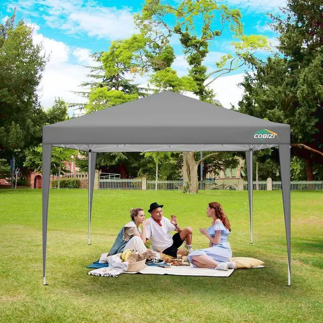 Alt view image 2 of 7 - 10x10 One Push Easy Up Pop Up Canopy Tent with 4 Sidewalls, Gray