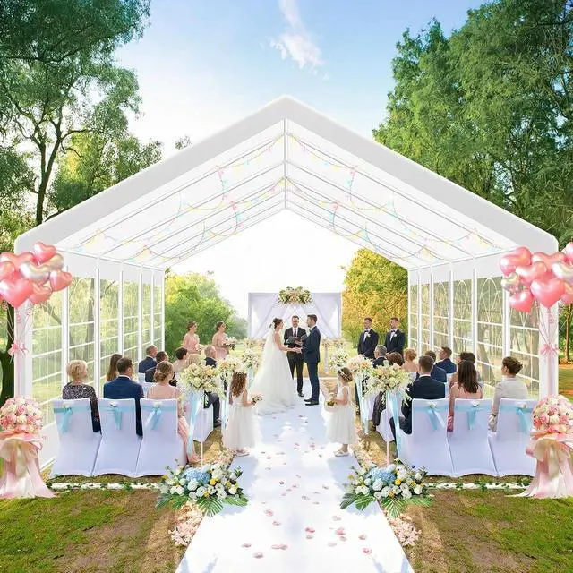 Alt view image 7 of 7 - 20x40 FT Party Tent Heavy Duty, Large Outdoor Event Shelter Tents for Parties with 12 Sidewalls & Built-in Sandbags,Waterproof Wedding Canopy Tent Gazebo Commercial Tent for Carport,Patio,White