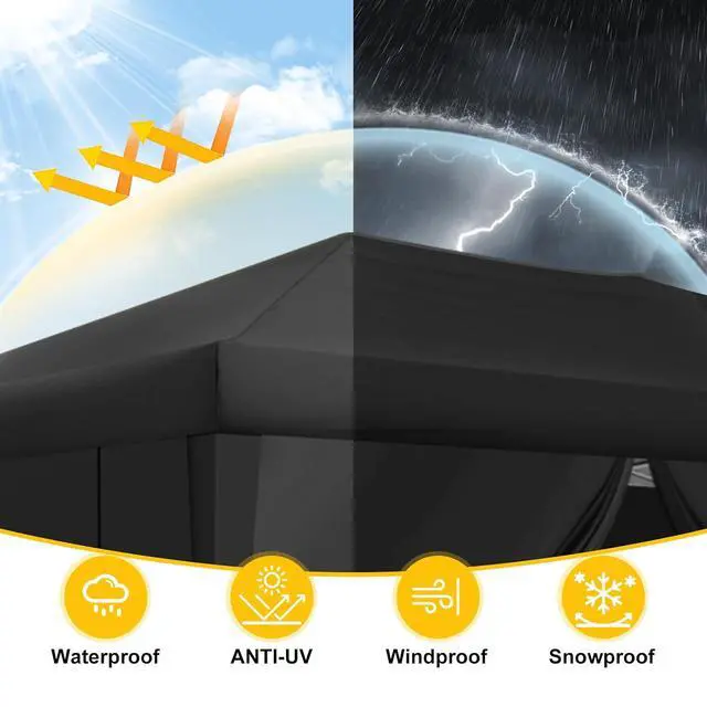 Alt view image 4 of 7 - Canopy 10x30 Pop Up Canopy Tent with 8 Sidewalls Party Tents for Parties Wedding Backyard Waterproof Outdoor Commercial Event Tent with Stakes, Ropes, Sandbags (Black)