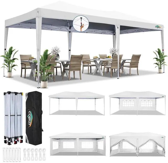 Main image of 10x20 Canopy Tents for Parties 10x20ft Easy Setup Pop up Tents with Sidewalls & One Push Lock Waterproof Outdoor Large Shelter Party Tent for Wedding Car Port Events Patio Gazebo, White