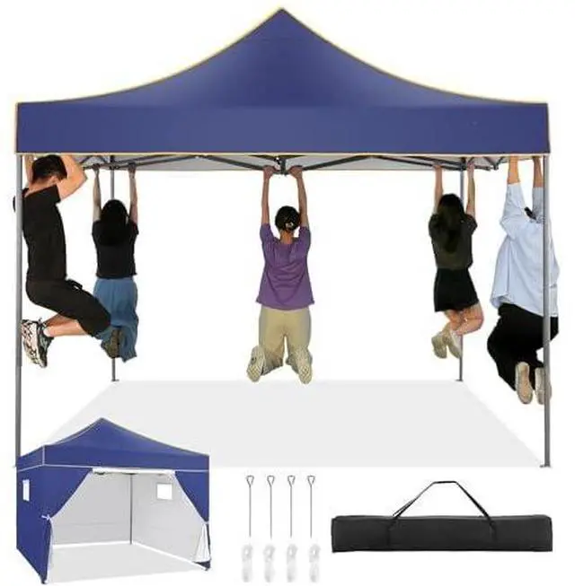 Main image of 10x10 Heavy Duty Pop Up Canopy Tent for Event Commercial Instant Canopy with 4 Sidewalls, Portable Vendor Outdoor Tent for PartiesBackyard, Camping, Waterproof UPF50+, Dark Blue