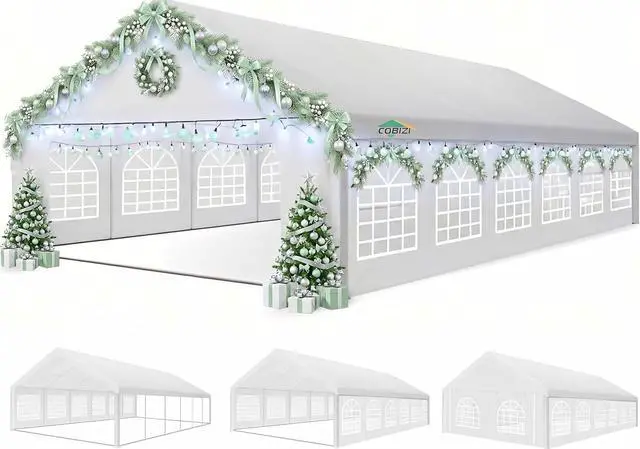 Main image of 20x40 Outdoor Party Tent Heavy Duty Waterproof Canopy Shelter with 12 Sidewalls & 16 Church Windows, White Powder Coating, Built-in Sandbag Commercial Event Tents for Parties Wedding BBQ Patio