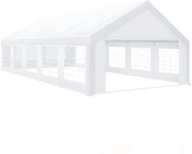 Main image of 16x32 Party Tent Heavy Duty for Parties Outdoor Gazebo(Better Than Galvanized), Event Shelter Wedding Canopy, BBQ Carport Commercial with Removable Sidewall Windows, Powder Coating White