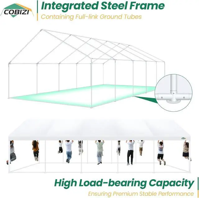 Alt view image 4 of 7 - 16x32 Party Tent Heavy Duty for Parties Outdoor Gazebo(Better Than Galvanized), Event Shelter Wedding Canopy, BBQ Carport Commercial with Removable Sidewall Windows, Powder Coating White