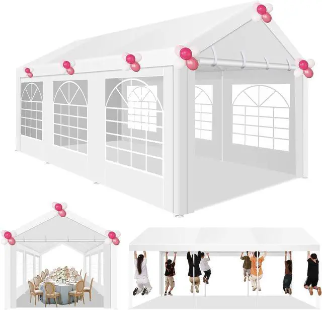 Main image of 10x20FT Party Tent Heavy Duty for Parties(Better Than Galvanized), Powder Coating Waterproof for Church & Wedding, Large Outdoor Event Gazebo with Removable Sidewall & Built-in Sandbag, White