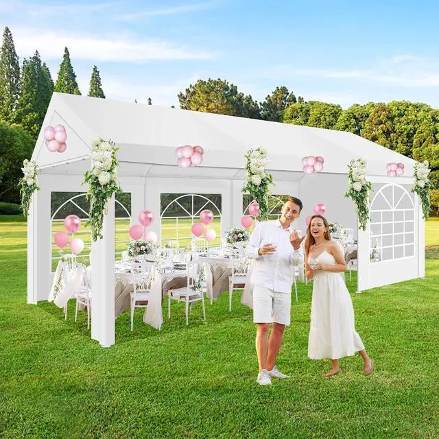 Alt view image 2 of 7 - 10x20FT Party Tent Heavy Duty for Parties Outdoor Gazebo White Event Shelter Wedding Canopy, BBQ Commercial with Removable Sidewall Windows, Powder Coating (Better Than Galvanized)