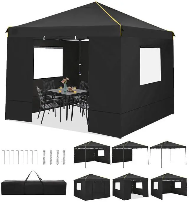 Main image of 10x10 Pop Up Canopy Tent with Sidewalls and Roll-up Ventilated Windows with Mosquito net, Ez Outdoor Commercial Instant Gazebo Tents for Parties Waterproof with Carrybag, Matte Black
