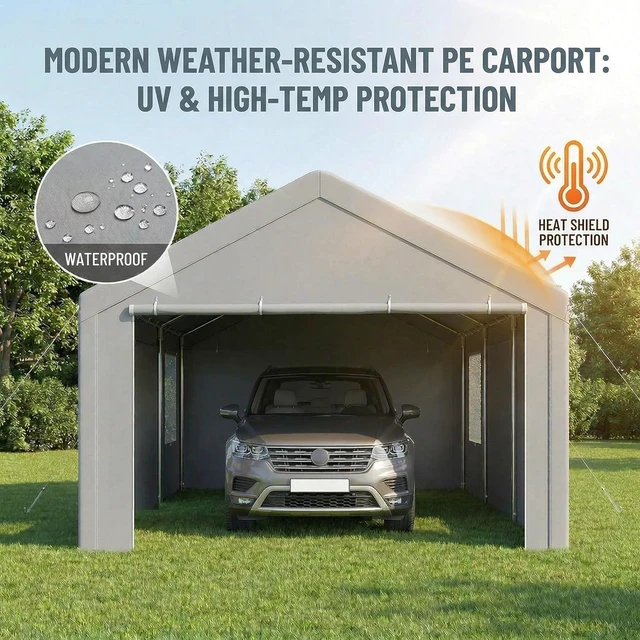Alt view image 3 of 7 - 10x20 FT Heavy Duty Carport with Galvanized Frame,